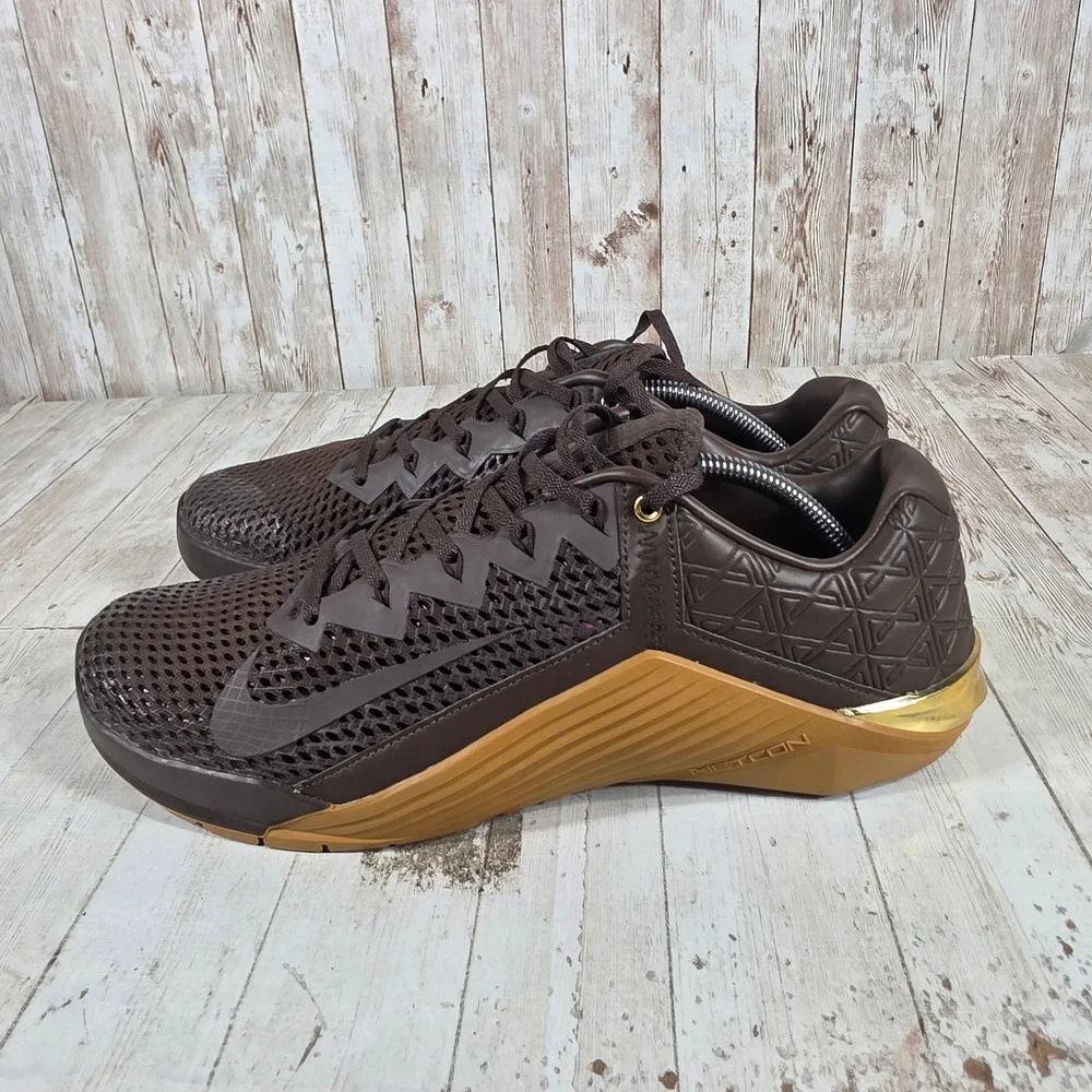 Nike Metcon 6 Baroque Brown Gum‎ Gold Mens Training Shoes CV1262-200 Size 12.5